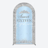 Aperturee - Aperturee Silver Blue Sweet Sixteen Birthday Arch Backdrop